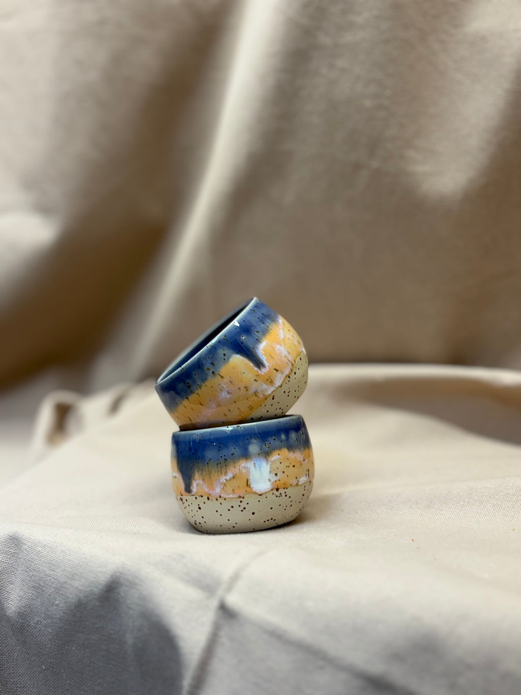 Tasse espresso bleu orange