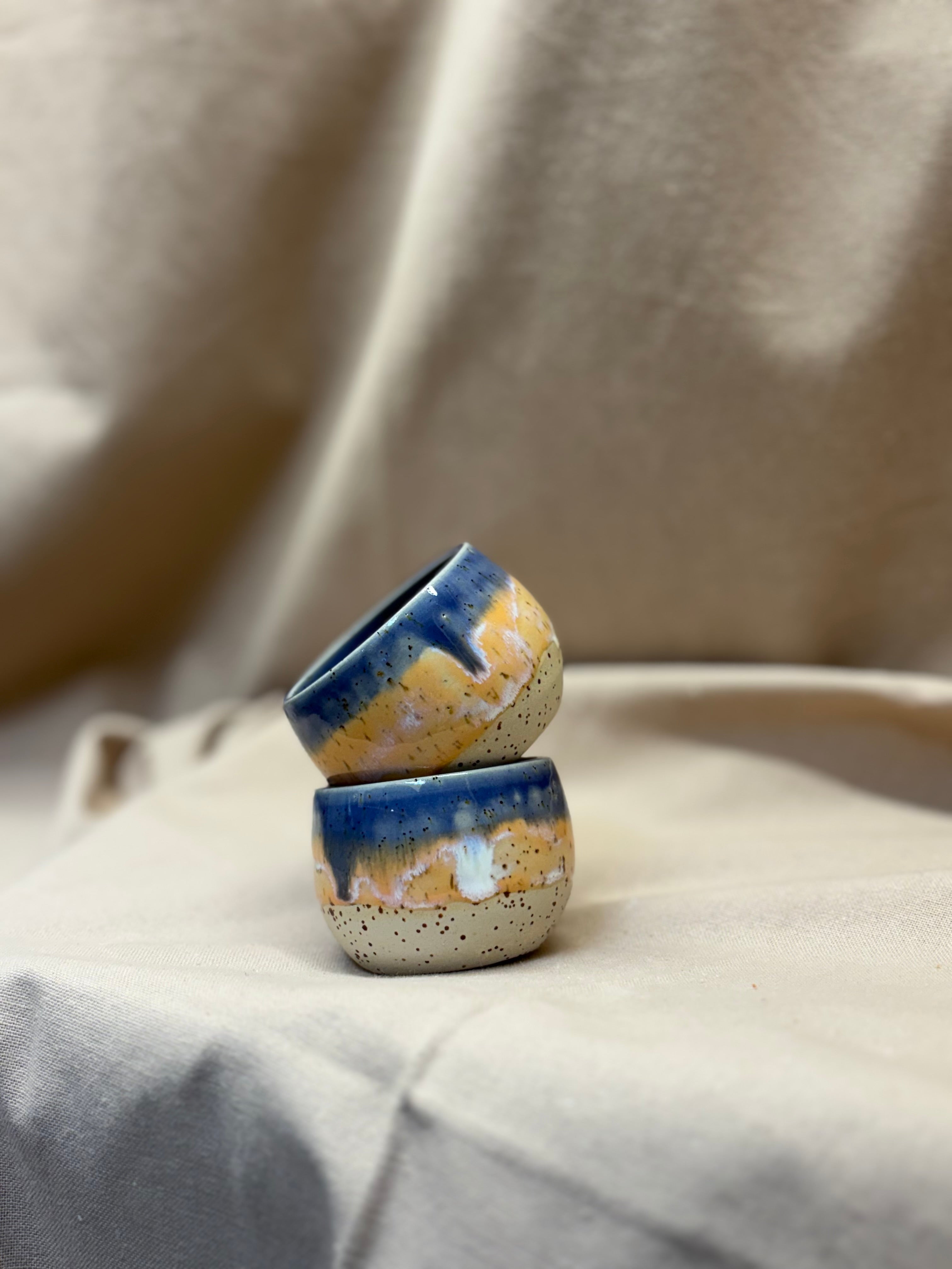 Tasse espresso bleu orange