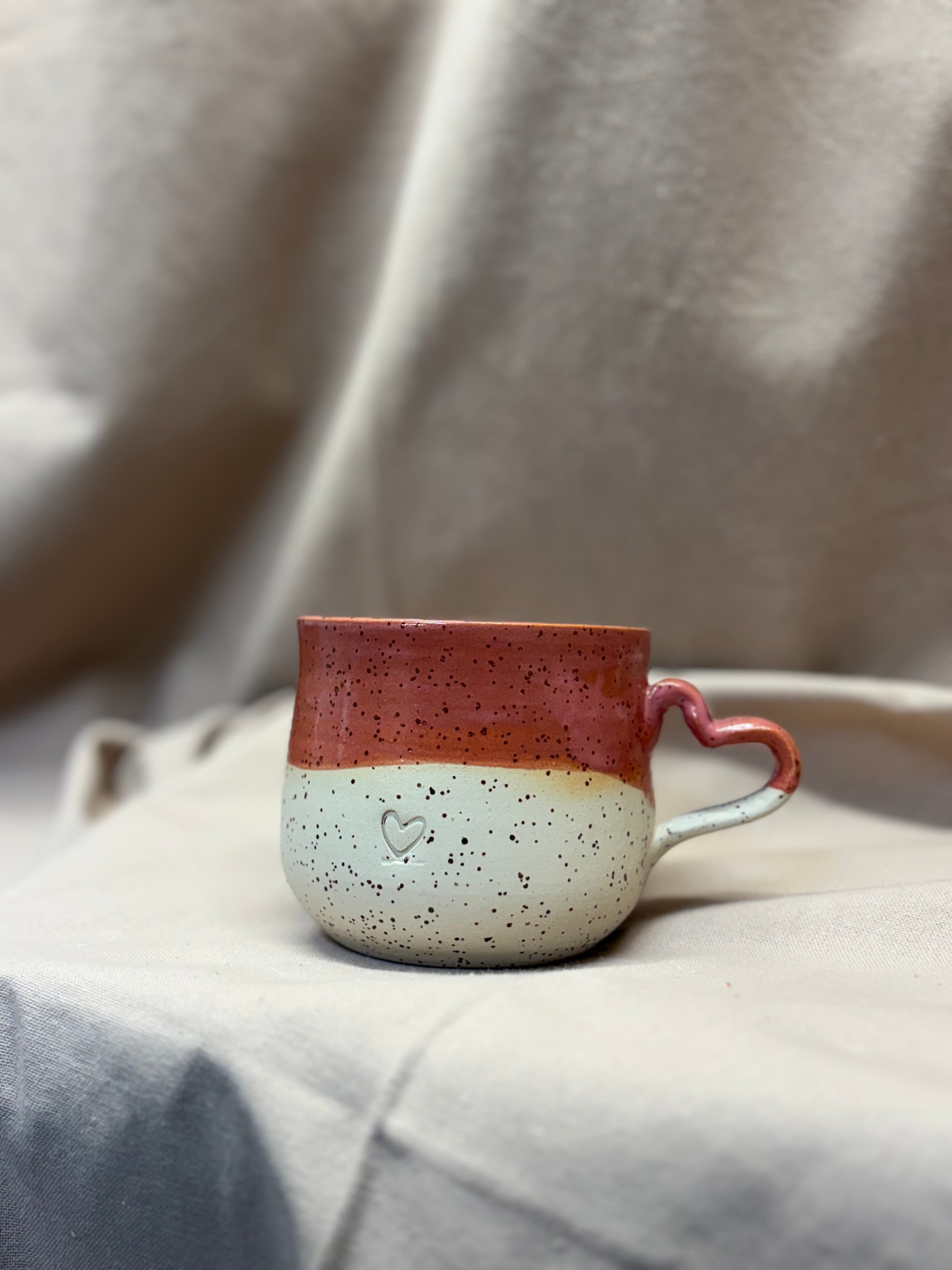 Grand mug framboise  anse cœur